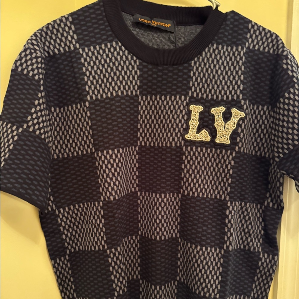 Louis Vuitton Marque de Depose Black and Gray Short Sleeve Tee